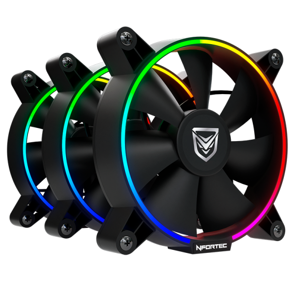 Nfortec Oberon KIT 3xRGB RING Fan -...